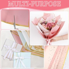 25 Sheets Flower Wrapping Paper, 5 Color Gold Edge Bouquet Wrapping Paper, Waterproof Flower Paper Floral Wrapping Paper for Wedding Birthday Party Gift Christmas Wrapping Paper(58X58cm)