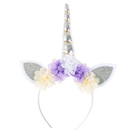 Nishine Tutu Skirt Dress + Unicorn Horn Headband Set Kids Birthday Photo Props Outfit - Lavender