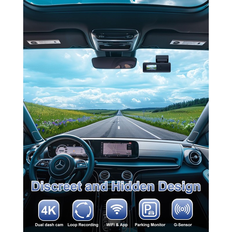 Dynacam DYNACAM Dash Cam Front and Rear 4K+1080P, Dash Cam