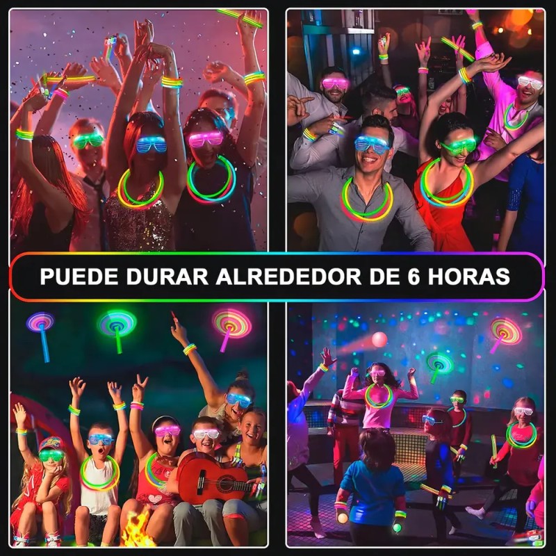 Pulseras TOYGAGADE Fluorescent Multicolor 500 Pack Luminosas 12h Fiesta