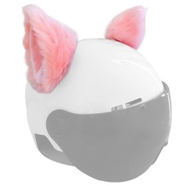 Cat Ears for Helmet Plush Ears Adhesive Helmet Accessory for Bicycle Motorcycle Smooth Surfaces Helmets Decor Pink