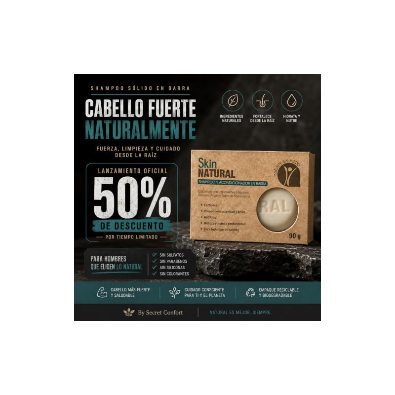 SKIN NATURAL - Shampoo Sólido 90g - Reduce la Caída