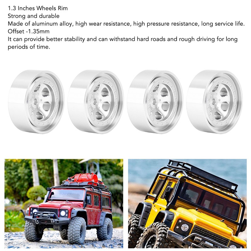 4pcs 1.3 Inches Wheels Rim Aluminum Alloy 6 Holes Wheel