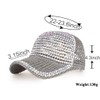 Women Men Studded Rhinestone Crystals Adjustable Ponytail Mesh Baseball Cap