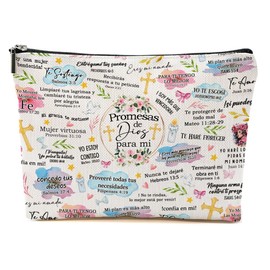 CVYW Regalos Para Mujeres Cristianas, Regalos Cristianos Para Mujer, Regalos Cristianos Spanish Religious Gifts for Women Pastor Wife Prayer Grandma Christian Makeup Bag Bible Verse Bag Christmas