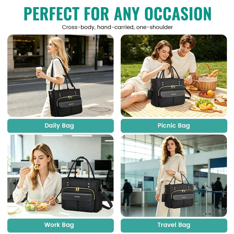 Large Insulated Lunch Bag for Women Men, Leakproof Lunch Cooler