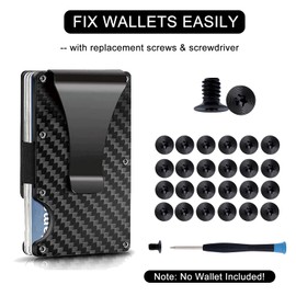 NICENEEDED Wallet Replacement Screws Kit, Black DIY Wallet Screw Repair Set, Screwdriver Metal Clip Men Minimalist Wallet Hardware Accessories Elastic Cash Strap Replacement for Wallet