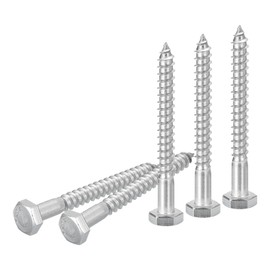 DTGN 1/4" x 2-1/2" Hex Lag Bolts - 10 Pack - for Woodworking, Furniture - 304 Stainless Steel Partial Thread Hexagon Head Lag Screws for Wood - Silver