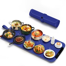 Warming Mat for Food - Electric Warming Tray, XXL(36"x16") Food Warmer Mat with Fast Full Surface Heating, Silicone Heating Mat for Party Buffet, Great Gift for Women, New Homeowners, Hosts (Blue)