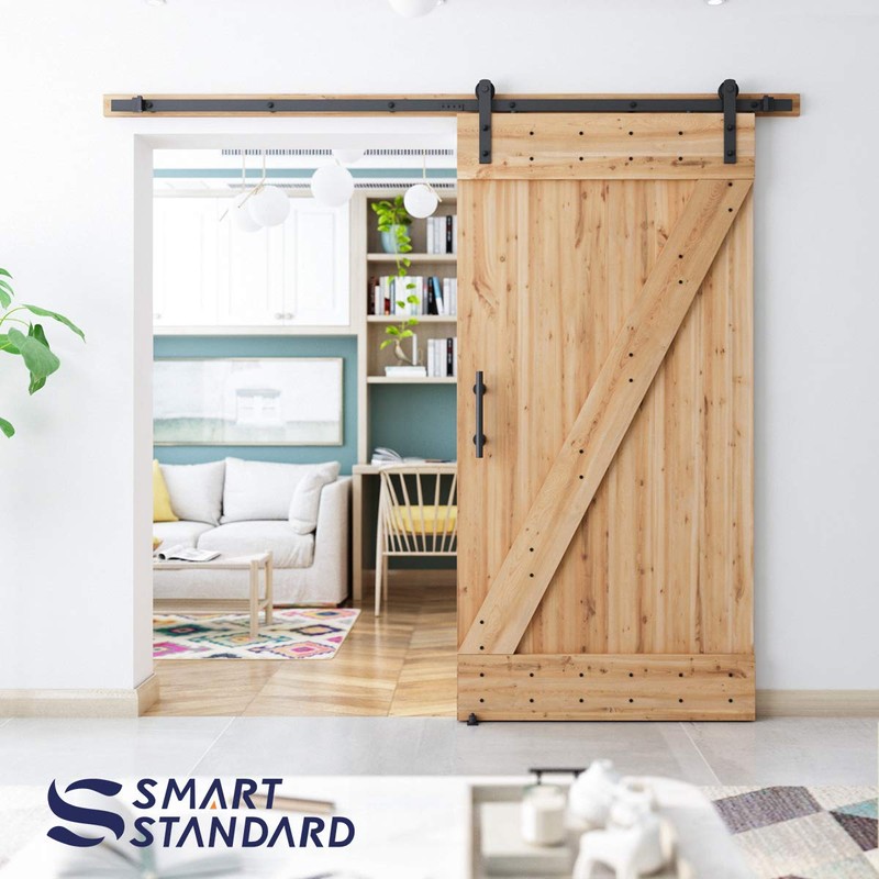 SMARTSTANDARD 8 FT Heavy Duty Sturdy Sliding Barn Door Hardware