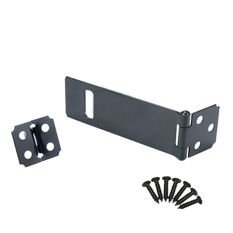 Tsnamay 4Pcs 4Inch Padlock Hasp, Door Slide Latch Lock Black