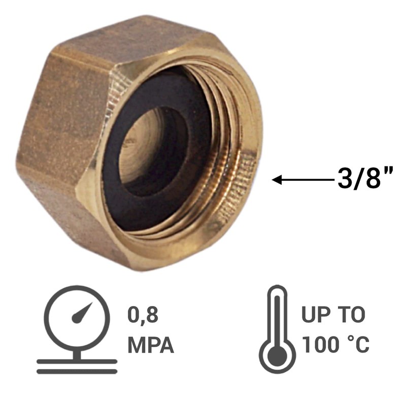 SKIR'CO Pack of 8 Brass 3/8 Inch Pipe Cap with
