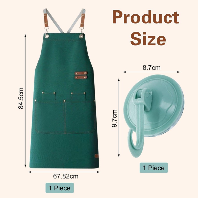 YSJCHEBS 1-Piece Canvas Apron, 1-Piece Hook, Adjustable Apron with Pockets,