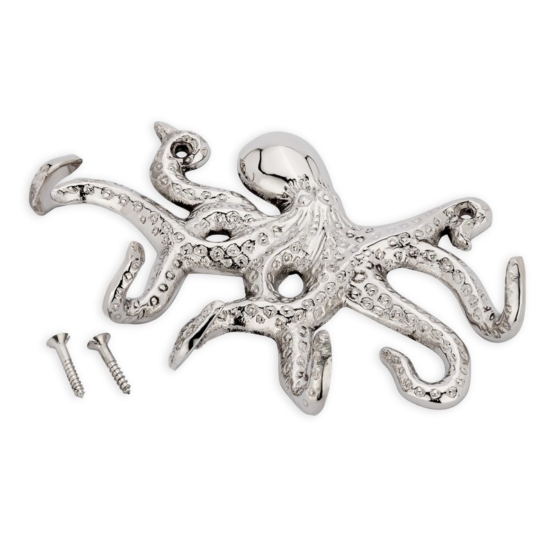 NKlaus Maritime octopus hook 14 x 9 cm nickel-plated brass