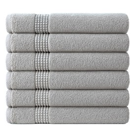 6 Pack Silver Hand Towels 19”x36” – 465 GSM Soft & Quick Dry – Highly Absorbent 100% Cotton Hand Towels for Bathroom, Spa, or Salon