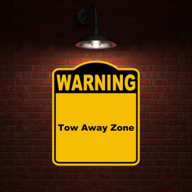 Tow Away Zone Warning Yellow Black Aluminum Composite Sign 15 x 18 inches