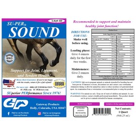 SU-PER Sound Joint Horse Supplement - Support for Joint, Ligament, and Tendon Health - Horse Vitamins and Minerals, Glucosamine, MSM, Bromelain, Amino Acids, Lysine - 1 Quart, (2 Pack)