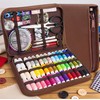 170-Piece Sewing Kit for Home Repairs – Portable Brown Storage