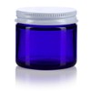 Cobalt Blue Thick Glass Straight Sided Jar with White Metal