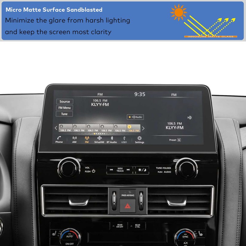 INNOSURE Tempered Glass Screen Protector for 2021/2022/2023/2024 Nissan Armada S/SV/Midnight/SL/Platinum