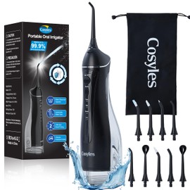 Cosyles Water Dental Flosser -Teeth Pick -With 9 Nozzels, 4 Modes, 300ML Tank - Oral Irrigator –IPX7 Waterproof Electric Water Flosser for Tonsil Stone, Teeth Cleaning, Travel-Friendly, Plaque Remove,