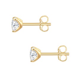 Trilani Damen Ohrstecker aus 925/- Sterling Silber gelbvergoldet 18 Karat mit Zirkonia Silberohrstecker