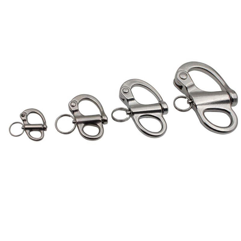 POFET 52mm-316 Stainless Steel Fixed Snap Shackle Spring Shackles, Hand