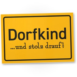 DankeDir! Dorfkind - 30 x 20 cm Schild - Kollegen Freunde Deko Geschenk Partydeko Party Geschenkidee - Geburtstagsgeschenk Wanddeko Spruchschild Karte lustiger Spruch Türschild