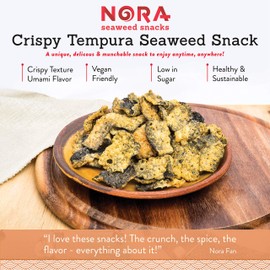 Tempura Original Seaweed Snacks by Nora | Asian Snack | Low-Sugar, Vegan, Non-GMO Verified | 6-Pack