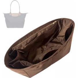 Longchamp 롱샹 르 플리지 백 오거나이저와 호환되는 럭셔리 방수 나일론 - 완벽한 핏 24 색상 프리미엄 품질 여분의 [Cognac] Luxury Waterproof Nylon Compatible with Longchamp Le Pliage Bag Organizer - Perfect Fit 24 Colors Premium Quality Extra [Cognac]