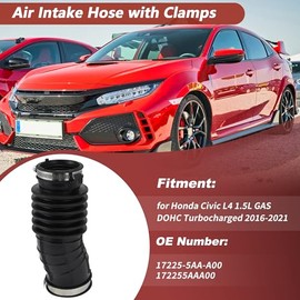Manguera de Admisión de Aire con Abrazaderas No.17225-5aa-a00 para Honda Civic L4 1.5l Gas Dohc Turboalimentado 2016-2021 Tubo de Admisión de Aire de Motor con Abrazaderas, 1 Unidad