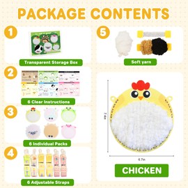 IROLEHOME Beginner Sewing Kit for Kid Ages 4-8,6 PCS Farm Animal Shoulder Purses for Kids,Purse Making Kit, Learn to Sew Kit,Gift for Girls(Face Accessories not Included)