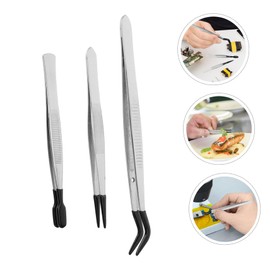IWOWHERO 3pcs Stainless Steel Tweezer Set for Stamps and False Eyelashes Ergonomic Design Lightweight and Durable for Hobbyists and Collectors