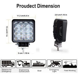 WINBANG LED Light Bar, 4Inch 48W LED Pod Light Square Flood Beam Work Light Offroad Light Led Fog Light Truck Light Driving Light Boat Lighting for Truck Pickup SUV 4WD ATV UTV(2Pcs)