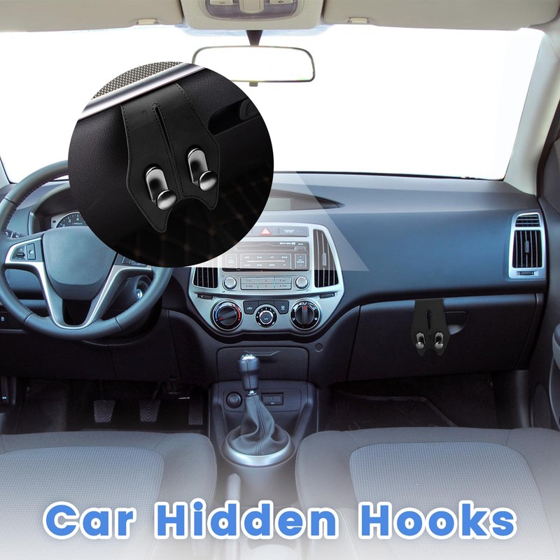 SNOMEL 2 Pcs Car Hooks for Passenger Glove Box, Self-Adhesive