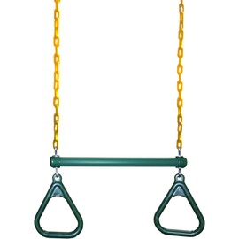 Eastern Jungle Gym Heavy-Duty Ring Trapeze Bar Combo, Large 20" Trapeze Swing Bar with Triangular Gymnastic Rings and Pinch-Free Coated Swing Chains 43" Long