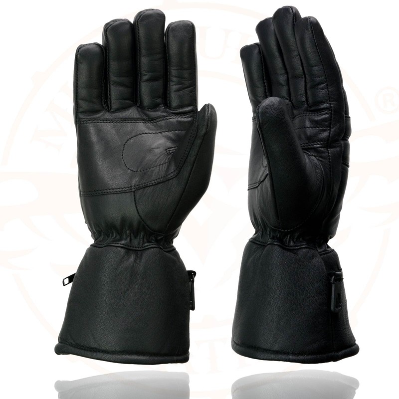Milwaukee Leather SH230 Men's Black Leather Warm Lining Gauntlet Motorcycle
