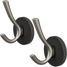 ULIBERMAGNET Strong Magnetic Double Hooks, 2-Pack Heavy Duty Heavy Duty Coat Magnetic Hooks, Rubber Magnets Large Hooks for Coat, Robe, Towel, Key Hat (Colour)