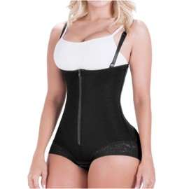 Sonryse 021ZF Fajas Colombianas Post Surgery Lipo Compression Garment after Tummy Tuck Control Open Bust Shapewear Bodysuit for Women Black Large