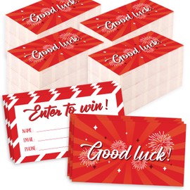 600 Pcs Red Enter to Win Raffle Tickets Cards 3.5 x 2 Inch Entry Form Ticket Cards for Contest, Auction, Raffles, Ballot Box with Space for Name, Email Address Phone Number Fields (600)