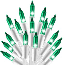 Holiday Essence 100 Green Christmas St. Patrick's Day Light Set, 20.6 Feet White Wire Indoor Outdoor