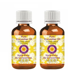 Deve Herbes Pure Cucumber oil (Cucumis sativus) Cold Pressed (Pack of Two) 30ml X 2 (2 oz)