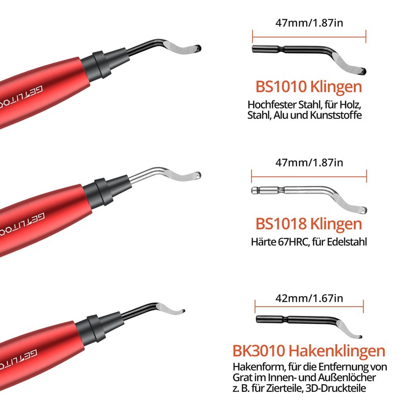 GETLITOOL Deburring with 16 Blades, 360° Rotating Blade, Hand Deburrer,