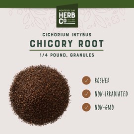 Roasted Chicory Root, by Herb Co, Coffee Substitute & Herbal Tea Blend Add-In with Bold Flavor, Kosher, Also Known as Blue Dandelion or Ragged Sailors, 1/4 lb