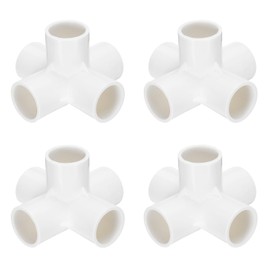 sourcing map 4pcs 5 Way PVC Pipe Fittings 3/4" Elbow Pipe Connector Furniture Build Grade 90 Degree Pipe Coupling Elbow Fittings for Plumbing Drain Water Build, White