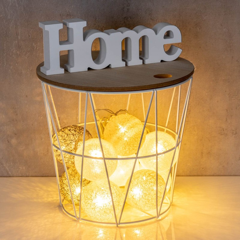 Metal Basket Height 22 cm White Metal Storage Basket Table