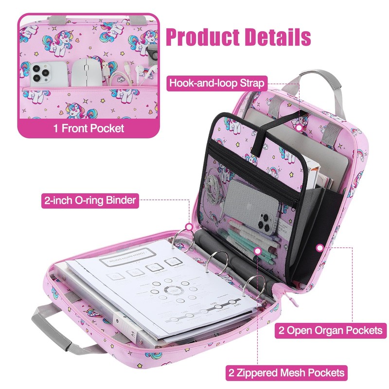 MoKo Zipper Binder, 2 Inch 3 Ring Binder with 500