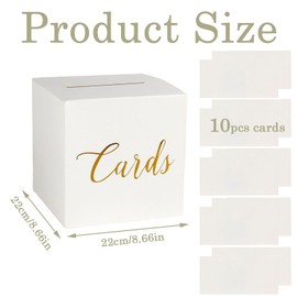Wedding Card Box, Wedding Post Box, Card Box With 10 White Card, Wedding Envelope Money Card Box For Party Wedding Raffle Donation Vote Fundraising