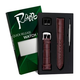 RBIPO 18mm Leather Watch Band Alligator Grain Quick Release Replacement Watch Strap for Men and Women