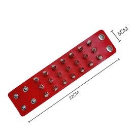 Spike Studded Punk Bracelet, Rock Biker Wide Strap Leather Cuff Red